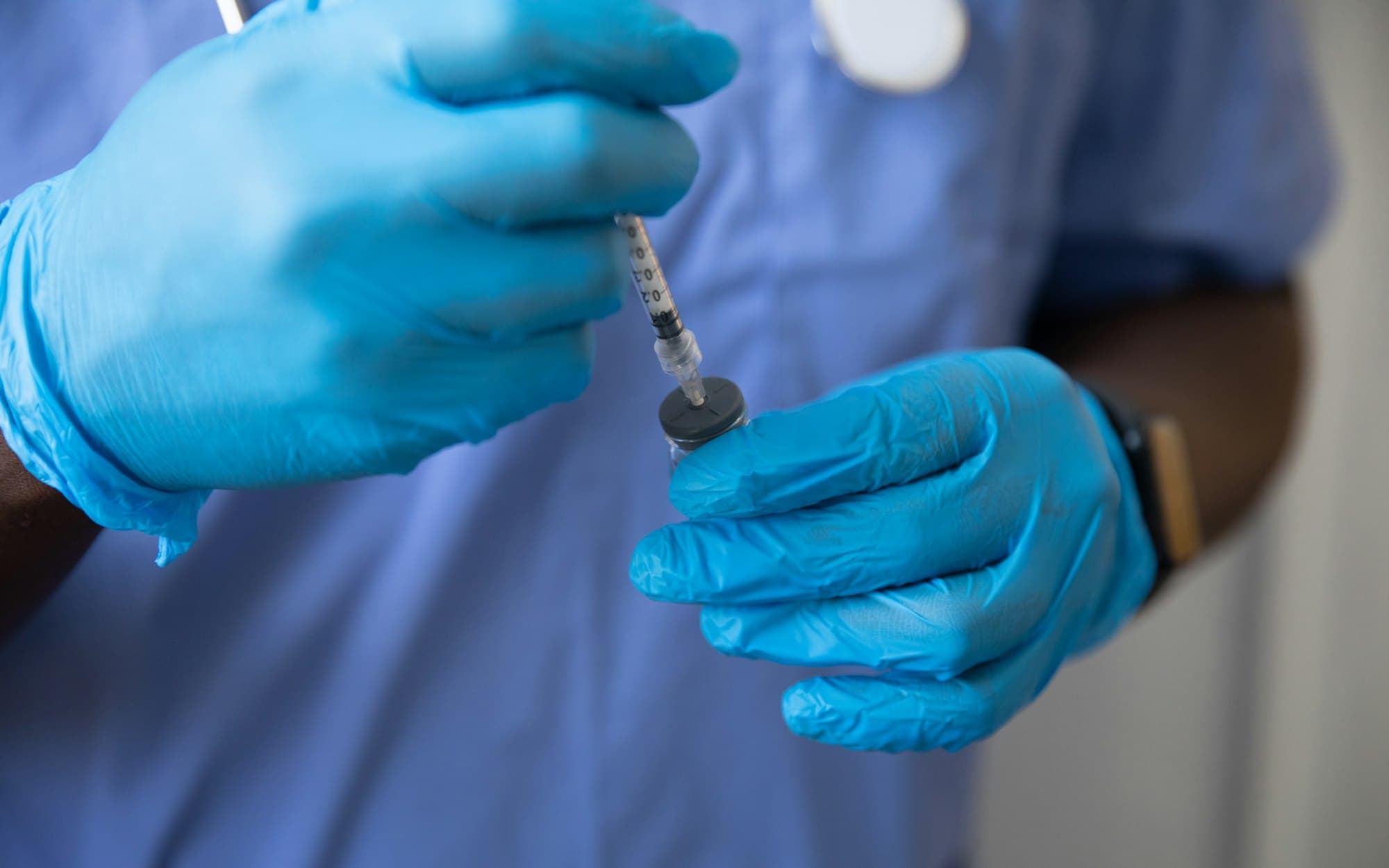 Vaccine vial and syringe preparation